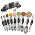 Magnetic Measuring Spoon Set 9 Dual Sided Stainless Steel Measuring Spoons (Black)