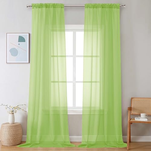 Extra Long Sheer Curtains 120 Inches Long 2 Panels Set (Lime / 42"W x 120"L (Pack of 2))
