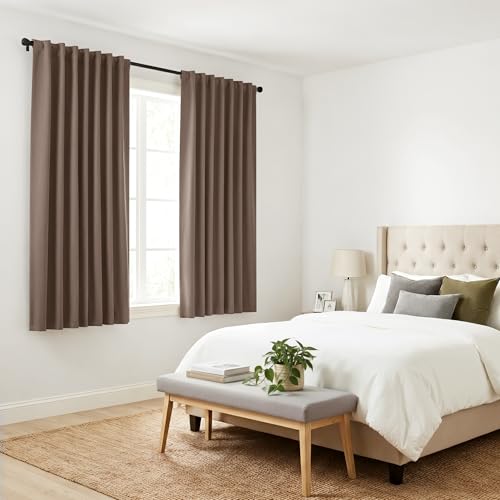 Small Blackout Curtains for Kitchen Windows (Mocha / 29"W x 36"L (Pack of 2))