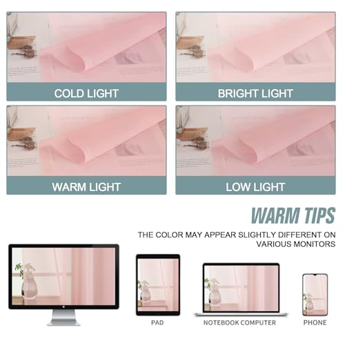 Blush Sheer Curtains for Window 72 inches Long 2 Panels Set (42"W x 72"L (Pack of 2) / Blush Pink)