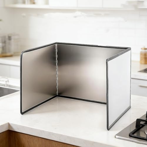 3 Sided Stainless Steel Grease Splatter Guard for Frying Pan