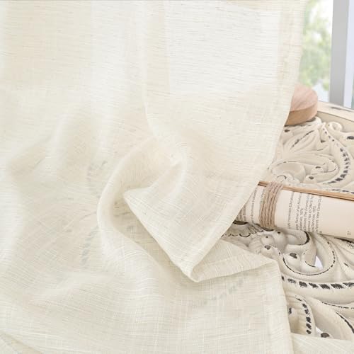 Ivory Linen Curtains 80 Inches Long for Living Room (Ivory / 52"W x 80"L (Pack of 2))