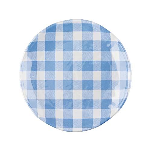 Gingham Melamine Round Dessert Plates (Gingham Blue)