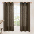 Linen Semi Sheer Curtains 63 Inch Length 2 Panels (34"W x 63"L (Pack of 2) / Dark Brown)
