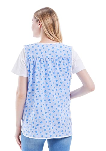 Cobbler Aprons for Women with Pockets Smock Apron with Buttons (Small / Blue)
