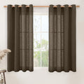 Dark Brown Linen Sheer Curtains 54 Inch Length 2 Panels (52"W x 54"L (Pack of 2) / Dark Brown)