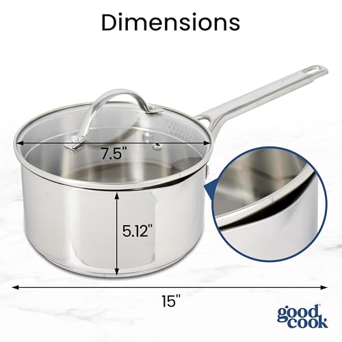 Stainless Steel Sauce Pan with Strainer Lid Oven (2.5-Quarts)