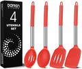 Silicone Cooking Spatulas and Spoons (Red)