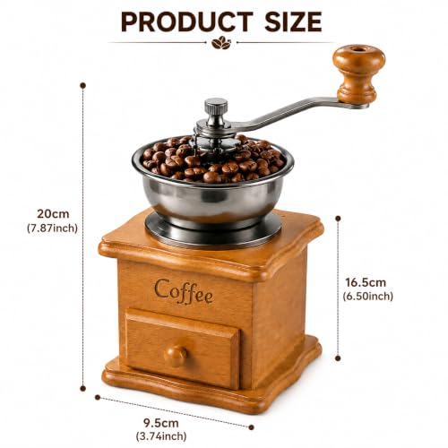 Vintage Wooden Manual Coffee Grinder (Flaxen)