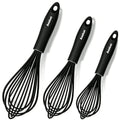 Silicone Balloon Whisk (9+11+12 inch / 3 Pcs Black)