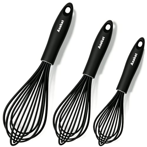 Silicone Balloon Whisk (9+11+12 inch / 3 Pcs Black)