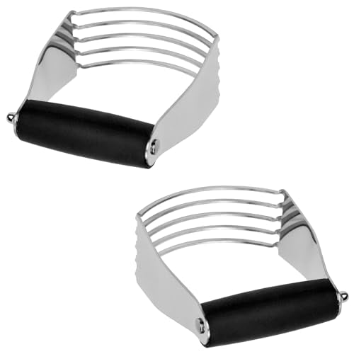 Dough Blender Heavy Duty Pastry Cutter Stainless Steel Butter Cutter Professional Baking Tool For Mixing Flour Butter (Black*2)