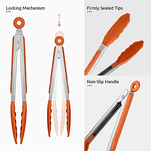 Kitchen Tong for Cooking (Orange / 9 inch)