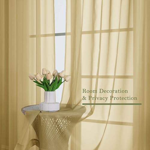 Gold Sheer Curtains 108 Inches Long 2 Panels (Gold / 59"W x 108"L (Pack of 2))