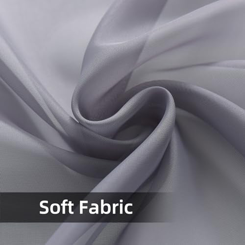 Solid Sheer Rod Pocket Curtain Voile Draperies 2 Panels White Beige Black Grey Coffee 52 Inch Width 90 Inch Long 1 Pair for Kitchen Bedroom Children Living Room Yard (Grey / 52"W x 90"L (Pack of 2))