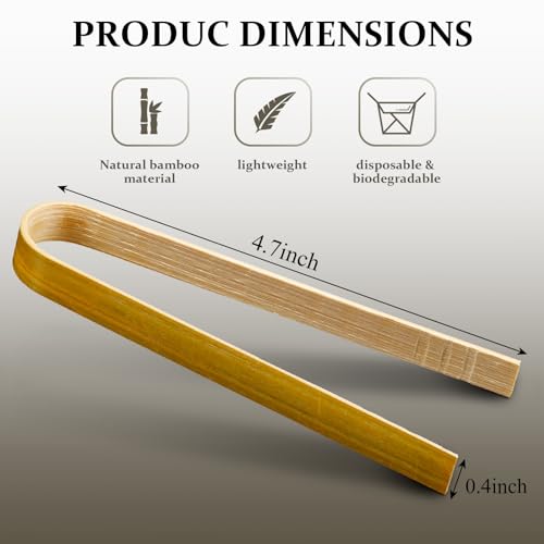 90 Pieces Mini Bamboo Tong for Charcuterie Appetizer Bulk (4.7 Inch)