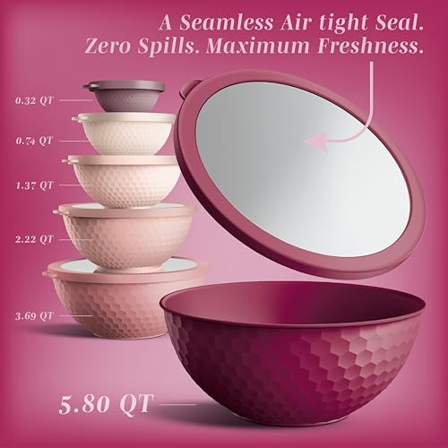 Mixing Bowls with Lids (Rose Embossed)