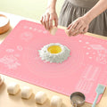 Silicone Pastry Mat 28" x 20" Extra Thick Non Stick Baking Mat with Measurements and Edge Heightening (Pink / 28"L x 20"W)