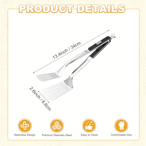 Spatula Tongs (Black Handle, Silver Tone)