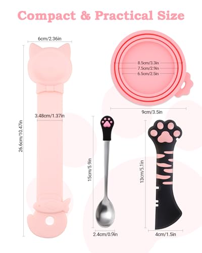 6 PCS Cat Food Can Covers Set (Black Pink)