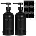 Black Glass Soap Dispenser with Stainless Steel Pump (Black / 2 Pack)