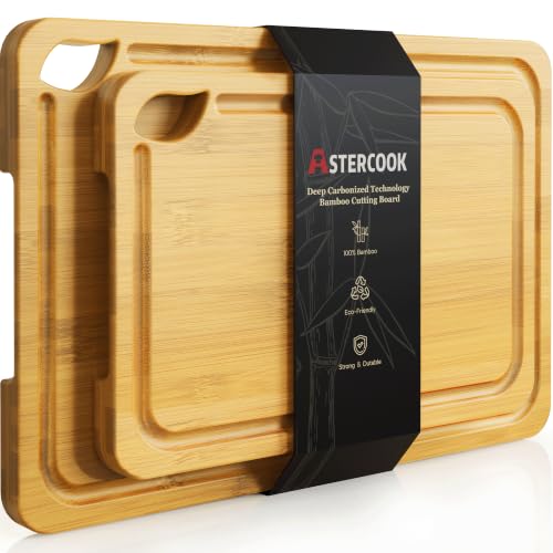 Nature Bamboo Cutting Boards for Kitchen (Natural / 2 Pcs)