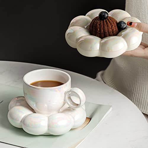 Ceramic Coffee Mug with Spoon & Saucer (White)