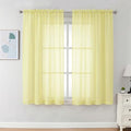 Sheer Curtains 63 Inch Length 2 Panels (Light Yellow / 42"W x 63"L (Pack of 2))