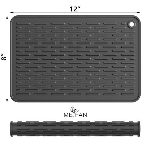 Silicone Dish Drying Mat for Kitchen Counter (Black / 8" x 12")