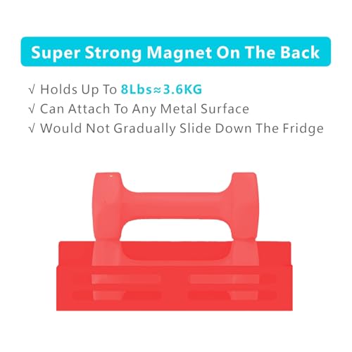 Magnetic Spice Rack for Refrigerator (4 Pack No Jars / Red)