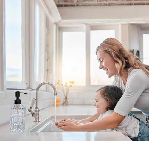 18Oz Clear Glass Soap Dispenser with Black Rust Proof Pump (Clear-black Pump / Dazzle)