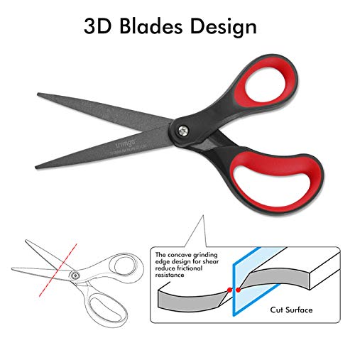 Scissors All Purpose Heavy Duty 8" Office Titanium Non Stick 2 Pack (Red/Black)