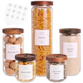 5 Set Glass Pantry Storage Jars with Acacia Airtight Lid (30 oz (5 pcs))