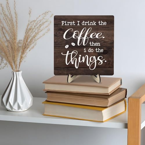Vintage Coffee Bar Sign Plaque (Brown5 / 5.9 x 5.9 x 0.32 inches)