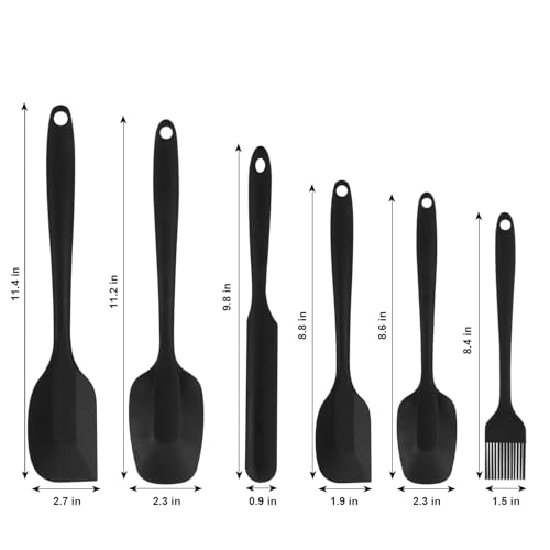 Silicone Spatulas Set of 6 (Black)
