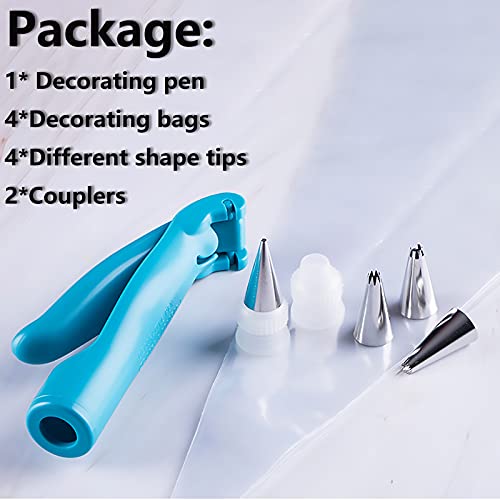 Cake Decorating Pen Tool Kit Pastry Bag DIY Cake Deco Tools Kit Pastry Icing Pen Piping Kit Bags (Blue / Decorating Pen)