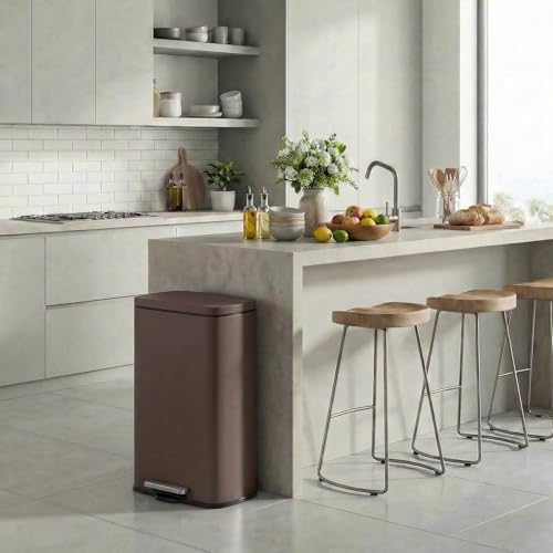 8 Gal Kitchen Trash Can (Brown / 8 Gal)