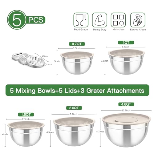 Mixing Bowls with Lids (Khaki)
