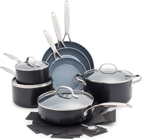 Valencia Pro 11 Piece Cookware Set Ceramic Nonstick Pots & Pans (11 Piece Cookware Set / Gray)