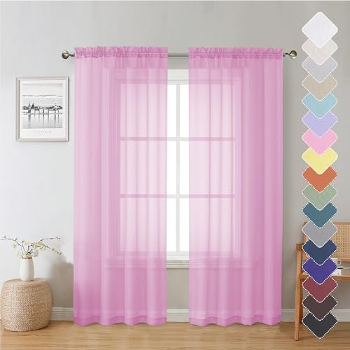 Light Pink Sheer Curtains 72 Inches Long 2 Panels (Light Pink / 42"W x 72"L (Pack of 2))