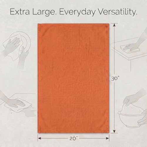 Kitchen Towels Cotton Dish Towels 20”x30” (20" x 30" (Set of 6) / 024 Orange)