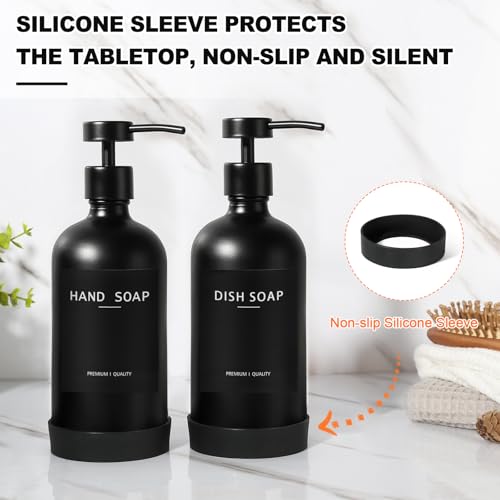 Black Glass Soap Dispenser with Stainless Steel Pump (Black / 2 Pack)