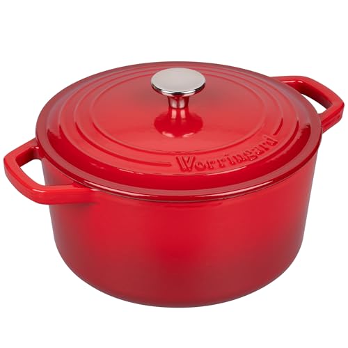 Enameled Cast Iron Dutch Oven Pot with Lid (6 QT / Red)