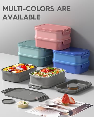 Adults Bento Lunch Box Set with Thermo Bag (Misty Grey)