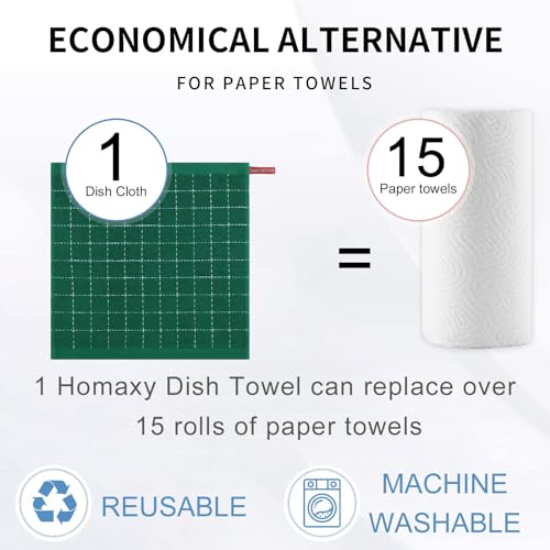 100% Cotton Terry Kitchen Dish Cloths (Dark Green / 12 X 12 - 8 Pack)