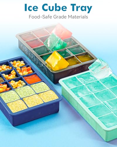 Silicone Ice Cube Trays for Freezer Set of 2 (Green)