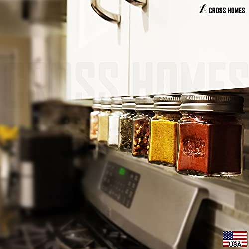 15 Pack Magnetic Spice Jars for Refrigerator Hexagon Glass Spice Jars with Magnetic Lids (15 Set - 2 oz Jars)