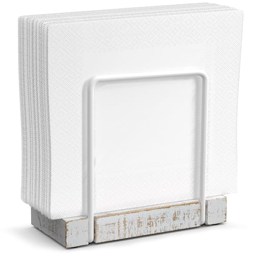 Napkin Holder for Table (White/Farmhouse White / 5.78 x 2.51 x 5.04 inches)