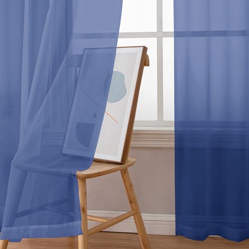 Royal Blue Sheer Curtains 84 Inches Long 2 Panels (Royal Blue / 42"W x 84"L (Pack of 2))