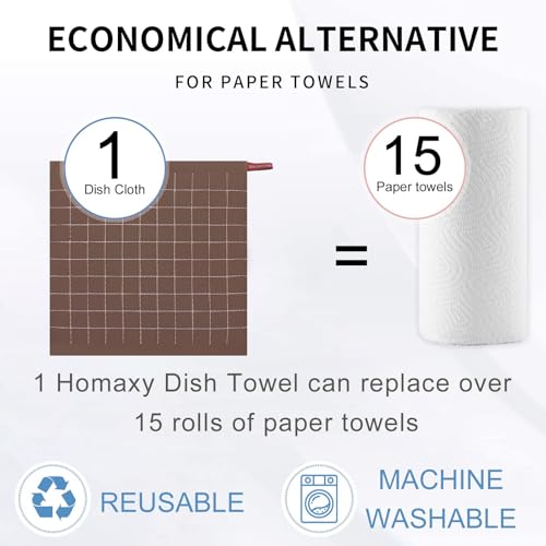 100% Cotton Terry Kitchen Towels (Brown / 13 X 28 - 4 Pack)